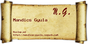 Mandics Gyula névjegykártya